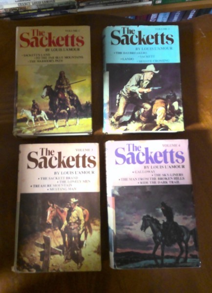 Vintage Hardcover 4 Volume Set of The Sacketts by Louis L'Amour for sale