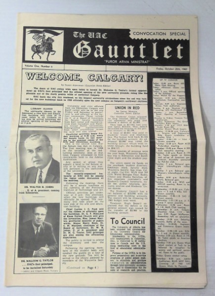 Vintage University of Calgary The Gauntlet Vol 1 #6 1960 - Original for sale