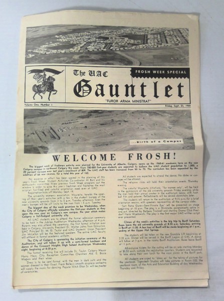 Vintage University of Calgary The Gauntlet Vol 1 #1 1960 - Original for sale