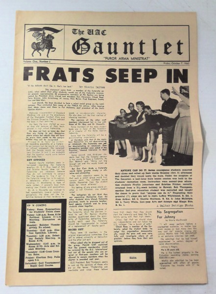 Vintage University of Calgary The Gauntlet Vol 1 #3 1960 - Original For sale