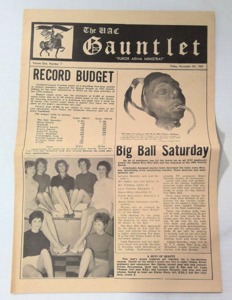 Vintage University of Calgary The Gauntlet Vol 1 #7 1960 - Original for sale