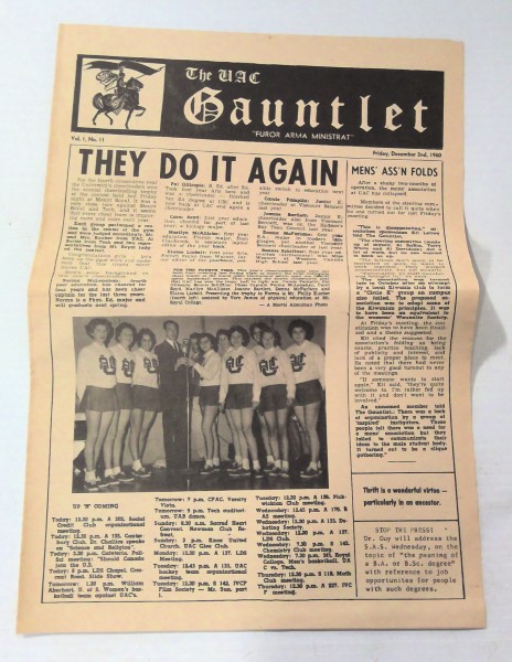 Vintage University of Calgary The Gauntlet Vol 1 #11 1960 - Original for sale